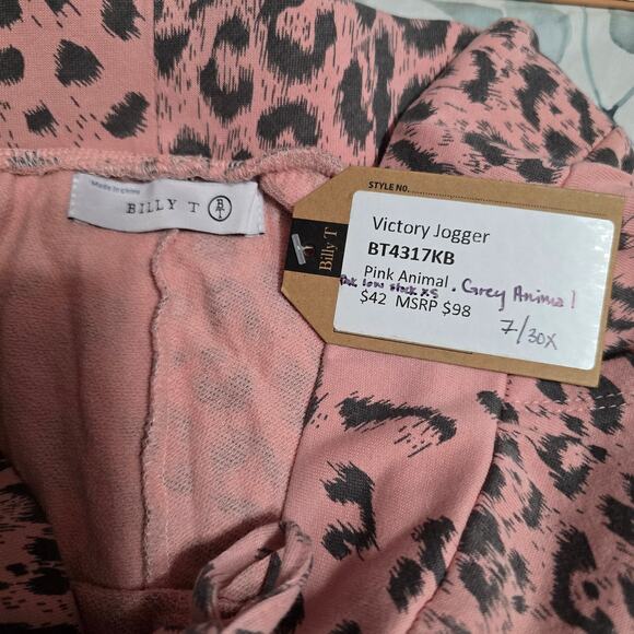 Billy T Pink Animal Print Victory Jogger Size XS - Picture 3 of 3